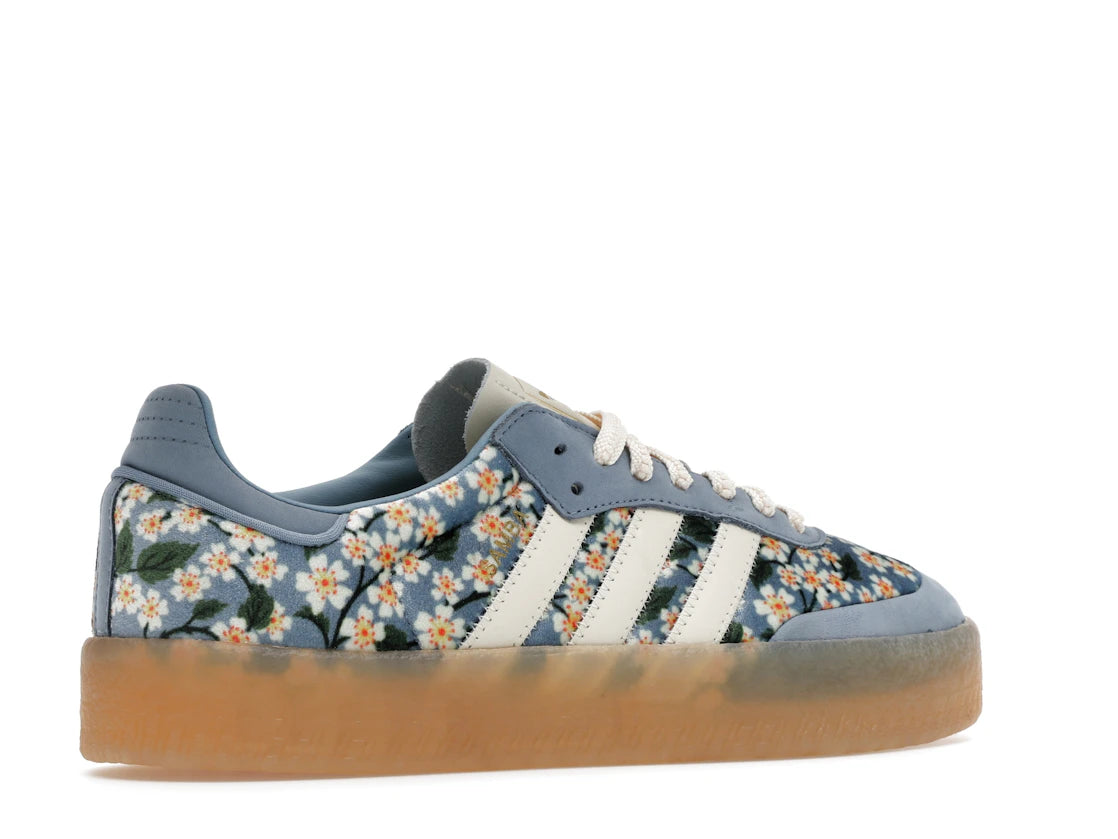 Adidas Sambae Liberty London Floral Embroidery Blue Cream White - JQ6046